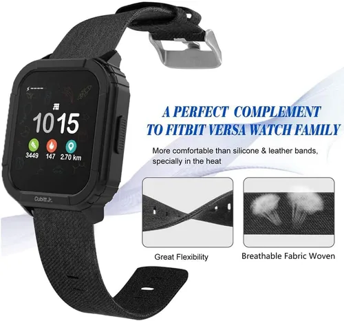 Miniatura 2 de Lamshaw Compatible con correas de reloj inteligente Cubitt Jr, correa de repuesto de tela tejida de nailon transpirable compatible con reloj