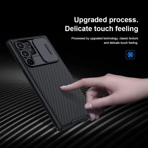 Miniatura 3 de Mangix Funda para Samsung Galaxy S22 Ultra con cubierta para cámara, delgada funda protectora de policarbonato delgado a prueba de golpes con Negro
