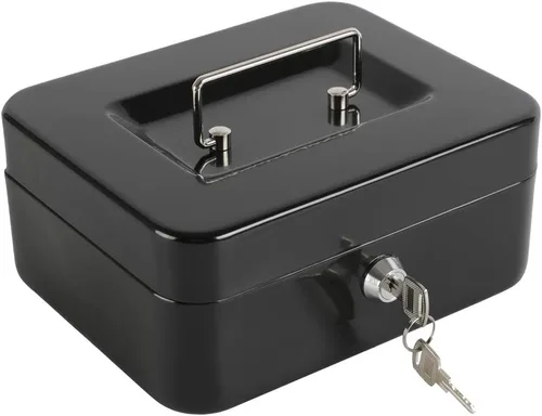 Miniatura 17 de xydled Caja fuerte grande de acero con cerradura con bandeja extraíble para monedas y cerradura de llave, 9.84"x 7.87"x 3.54" pulgadas, azul
