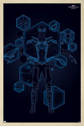 Miniatura 7 de Trends International Marvel Spider-Man: No Way Home - Póster técnico de pared, 22.4 pulgadas de largo x 14.7 pulgadas, versión enmarcada de madera