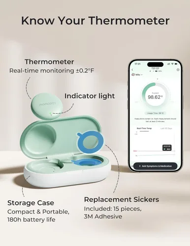 Miniatura 2 de Momcozy Termómetro digital portátil para bebé, termómetro inteligente preciso de grado médico, lecturas instantáneas, termómetro de monitoreo