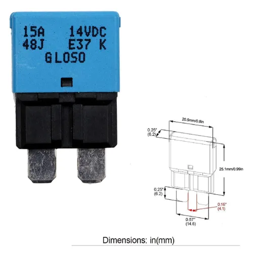Miniatura 4 de E37 Auto (T1) Fusibles de disyuntor de reinicio automático de perfil bajo ATC/ATO - 12V DC 5A 10A 15A 20A 25A 30A (Paquete de 6 piezas mixtas)