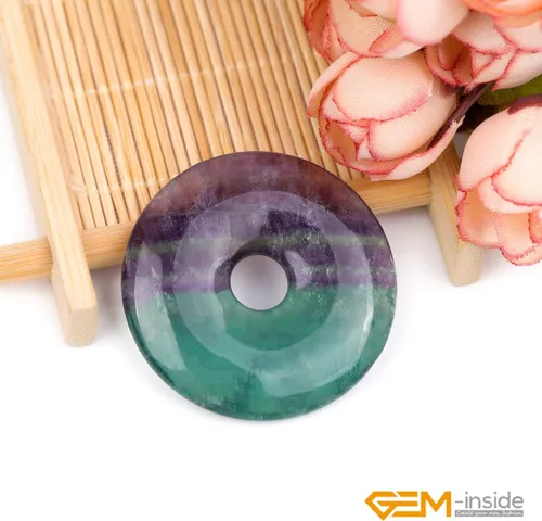 Miniatura 3 de GEM-Inside - Anillos de cuarzo amatista natural de 1.18 pulgadas (1.181 in), piedra de donas, hecha a mano, cuentas redondas de piedra energética