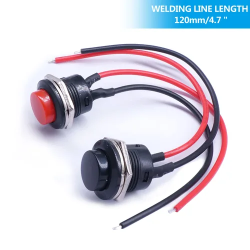 Miniatura 2 de Twidec/6 piezas de interruptores de botón momentáneo SPST AC250V/3A AC125V/6A mini apagado(encendido) en negro + rojo con cables presoldados Negro