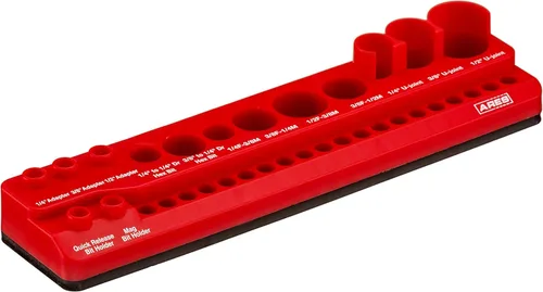 Miniatura 10 de ARES 60011 - Organizador de brocas hexagonales rojo de 37 agujeros con base magnética fuerte, mantén tus brocas favoritas de especialidad, taladro