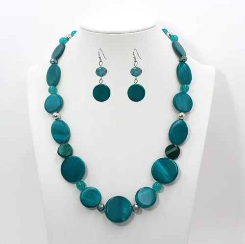 Miniatura 3 de Jules D. Collar de cuentas gruesas, collar de concha colorida, juego de collar de moda para regalo de mujer
