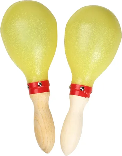 Miniatura 3 de Maracas, tamaño grande de 10 pulgadas, sonajero agitador de rumba, instrumento musical de percusión manual para adultos y niños, amarillo, juego de 2