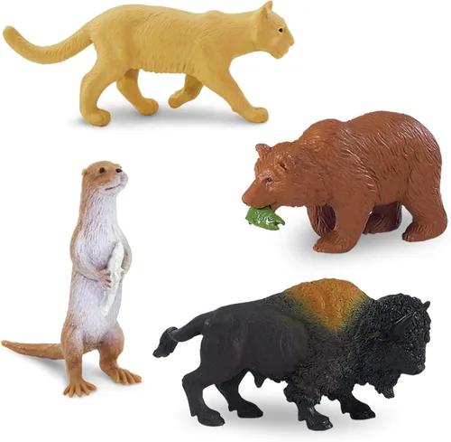 Miniatura 6 de Vida salvaje de Toob Safari Ltd con 12 figuras de animales salvajes favoritos de América del Norte como un león montañés, lobos, alces, ariete