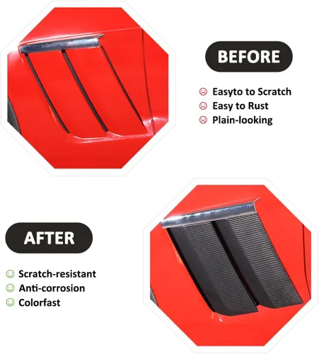 Miniatura 2 de 100% fibra de carbono real coche Fender lateral ventilación red de aire etiqueta para Chevrolet Corvette C6 2005-2013 puerta de coche capó flujo