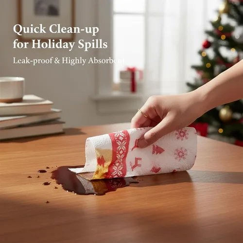 Miniatura 3 de Toallas de papel de cocina de Navidad: toallas de limpieza desechables, pañuelos de cocina de Navidad, toallas de mano altamente absorbentes
