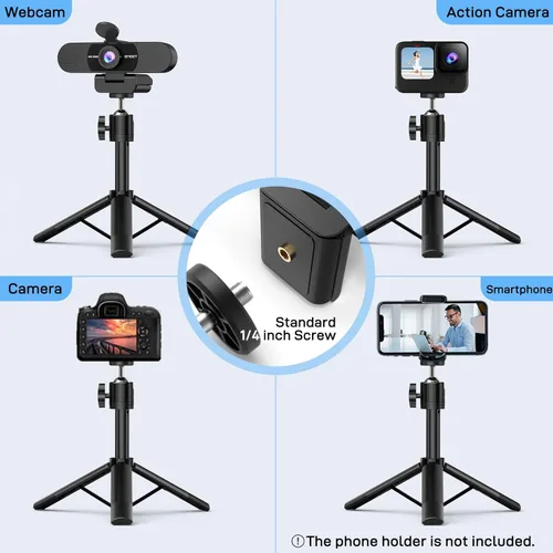 Miniatura 3 de Cámara web EMEET C960 con trípode, cámara web 1080P con micrófono, trípode mini de altura ajustable, cámara web C960 con cubierta de privacidad