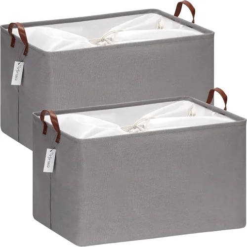 Miniatura 50 de Hinwo 31L Bolsas de almacenamiento grandes, organizadores de armario y almacenamiento, cestas de estante, cestas de almacenamiento plegables
