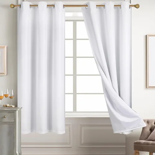Miniatura 29 de Diraysid Cortinas 100% opacas de lino beige para dormitorio, con ojales, aislamiento térmico, cortinas de oscurecimiento de habitación