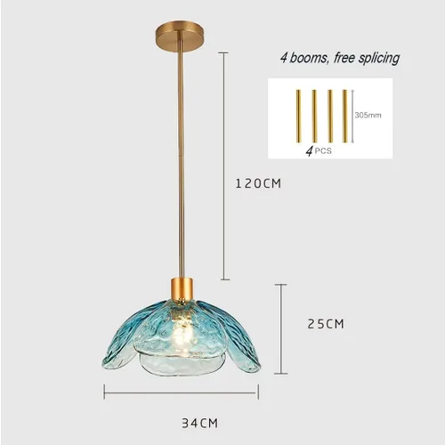 Miniatura 7 de Lámpara colgante con pantalla de vidrio con forma de flor retro, lámpara colgante de techo pequeña para dormitorio, isla de cocina, comedor, sobre