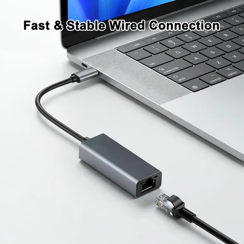 Miniatura 2 de Adaptador USB C a Ethernet, concentrador de red portátil de 1 Gigabit, 10/100/1000 Mbps, adaptador de Internet USB 3.0 a RJ45 compatible con laptop