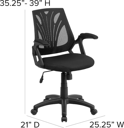 Miniatura 3 de Flash Furniture Sam Silla de oficina giratoria de malla negra con brazos abiertos