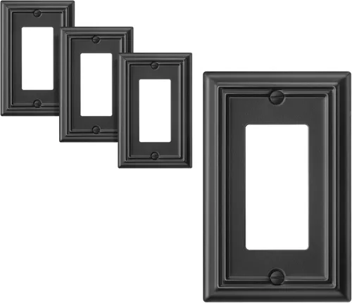 Miniatura 24 de DEWENWILS Paquete de 4 placas de pared de metal, cubierta de interruptor de palanca individual, resistente a la corrosión, níquel cepillado