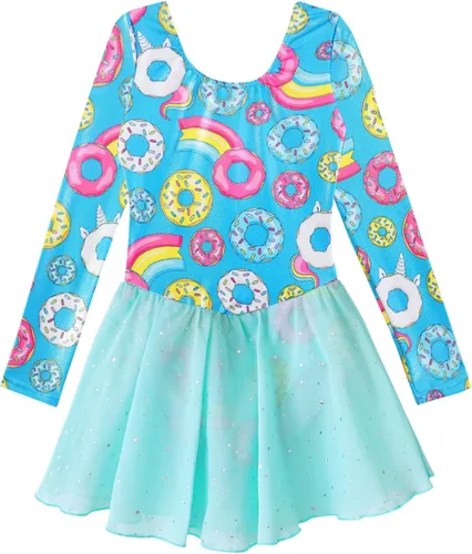 EQSJIU Leotardos de gimnasia con falda para niñas, tutú de ballet, vestido de danza, leopardo, sirena, unicornio, falda de gimnasia