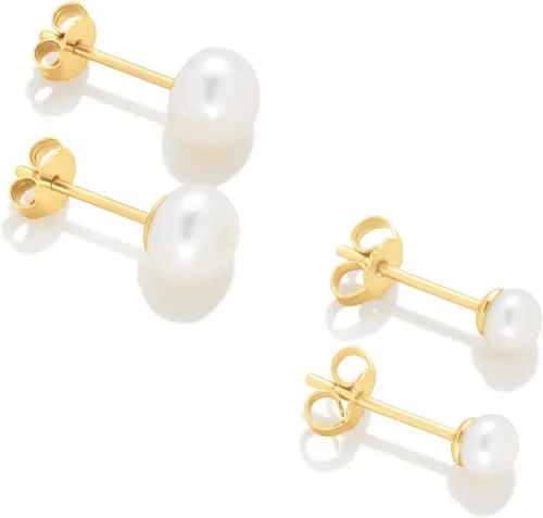 Miniatura 3 de Tienda Essentials 14K Gold or Sterling Silver Freshwater Pearl Stud Earring Set