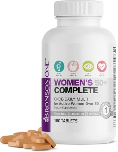 Bronson ONE Daily Multivitamínico Multimineral Completo 50+ para mujer, 180 tabletas