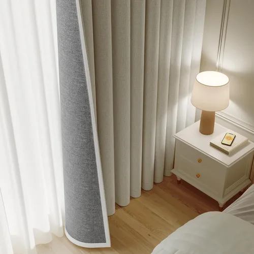 Miniatura 14 de Rinwoc - Cortinas 100% opacas para dormitorio, cortinas con aislamiento térmico de 1.6 m de longitud, 2 paneles, lino texturizado de estilo granja