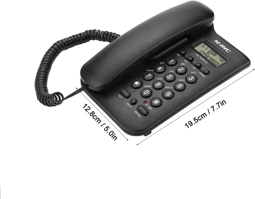 Home Hotel Teléfono con cable Teléfono Teléfono fijo con pantalla retroiluminada para oficina en casa, alimentado por línea telefónica (negro)