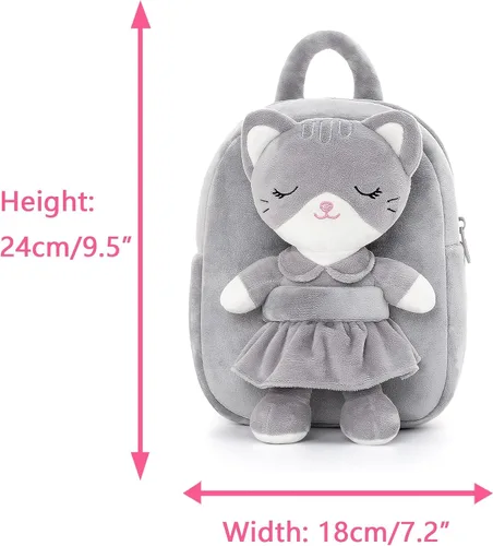 Miniatura 2 de Lazada Mochila para niños pequeños, juguetes de animales de peluche, mochila pequeña, color gris, 9.5 pulgadas