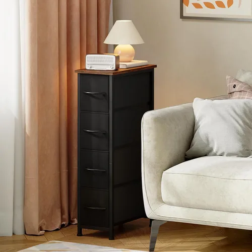Miniatura 7 de Somdot - Cómoda estrecha con 4 cajones, cómoda delgada con cajones de tela extraíbles para armario, espacios pequeños, baño, dormitorio, lavandería