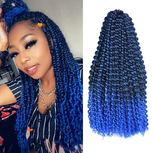 Miniatura 9 de Cabello de estilo Passion Twists de 14 pulgadas, cabello ondulado de ganchillo para mujeres negras, cabello rizado bohemio para trenzas de mariposa