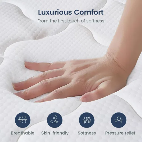 Miniatura 4 de Ruoysun 12 Inch King Size Mattress, Firm Hybrid Mattress with 7-Zone Pocket Springs & Cooling Gel Memory Foam, Luxury Pressure Relief Bed in a Box