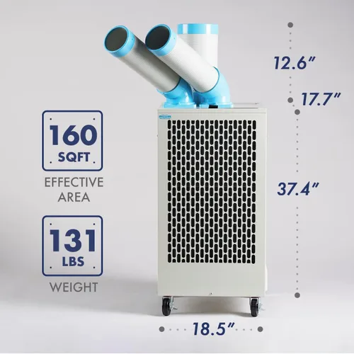 Miniatura 9 de Uninex SAC3000 KOOLZONE - Enfriador de puntos móvil para interiores y exteriores con doble conducto, grado industrial, refrigerante 10,236-BTU, R-32