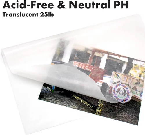 Miniatura 5 de Libre de ácidos con un pH neutro Protege arte y fotografías Hojas de papel Glassine Obra de arte, Krafts 16 pulgadas x 20 pulgadas - 100