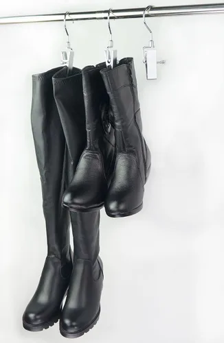 Miniatura 6 de Perchas de lavandería con ganchos giratorios para botas, clips de acero inoxidable, portátil, para viajes, ropa, toalla, paquete de 10