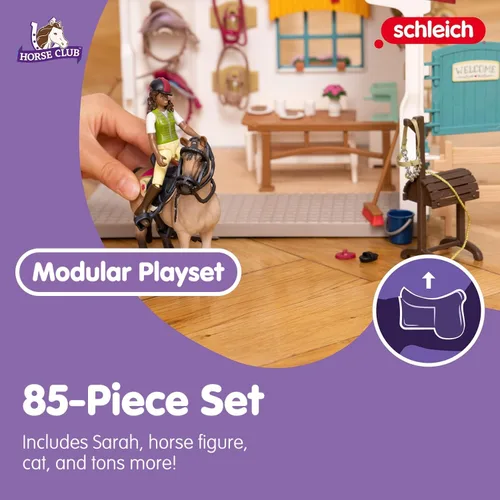 Miniatura 3 de schleich Horse Club - Juego de caballos ecuestre de 19 piezas con figuras de caballo y jinete, puesto de lavado con brazo de manguera giratorio