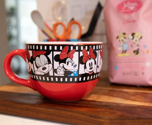 Miniatura 2 de Disney Minnie Mouse - Taza de sopa de cerámica con carrete de película Tazón para helado, cereales, avena Taza de café grande para expreso