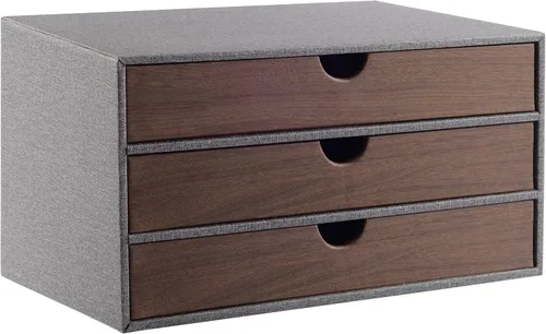 Miniatura 9 de Organizador de cajones apilable de piel sintética clásica hecha a mano, organiza accesorios de escritorio de oficina en casa y clasifica papel Beige