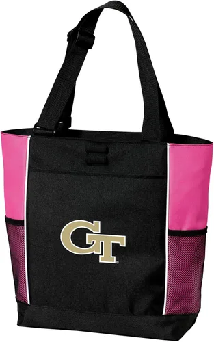 Miniatura 6 de Broad Bay Official Georgia Tech Tote Bag Zippered Travel Carryall Yellow Jackets Logo, 600D Polyester Canvas, Adjustable Web Handles, Front