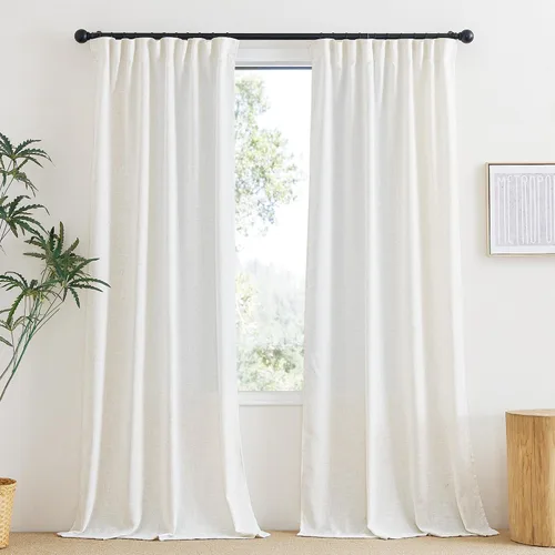 Miniatura 8 de NICETOWN Cortinas transparentes de lino de 84 pulgadas de largo, cortinas transparentes con pinza y bolsillo para barra con pestaña trasera