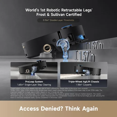 Miniatura 6 de DREAME Aqua10 Ultra Roller Robot Aspirador y trapeador y succión de 30,000 Pa, muelle autolimpiante y fregona de rodillo extensible, lavado y secado