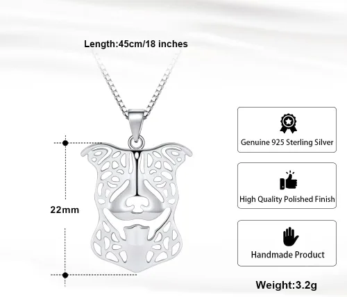 Miniatura 7 de Pitbull - Juego de collar de plata de ley y aretes colgantes por Ginger Lyne Ears Down Puppy Dog Pet Pendant Box Chain Doggie Animal Paw Print Heart