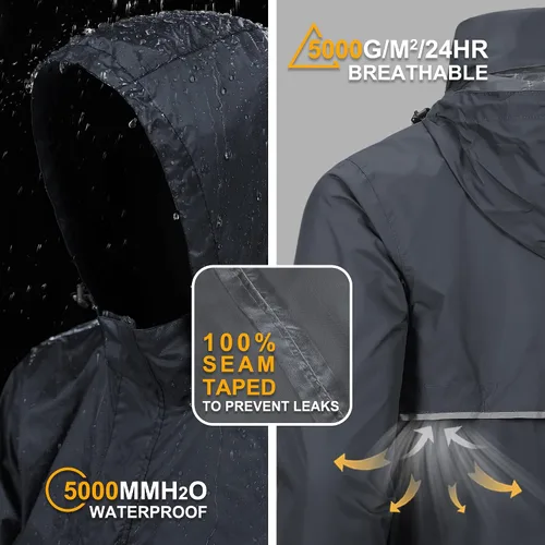 Miniatura 2 de Outdoor Ventures Chaqueta de lluvia para hombre, impermeable, ligera, plegable, para senderismo, golf, correr