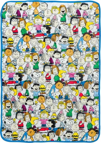 Miniatura 39 de Silver Buffalo Peanuts con Pig-Pen, Lucy, Woodstock, Schroeder, Charlie Brown, Snoopy, Sally, Peppermint Patty y Linus 45” x 60” Manta de Forro