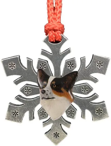 Miniatura 13 de Adorno navideño para colgar en la cabeza de collie con borde de peltre antiguo hecho a mano para decorar coronas y árboles de Navidad del hogar