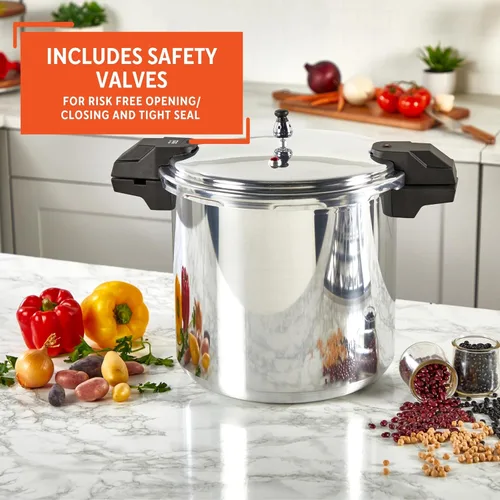 Miniatura 6 de IMUSA USA A417-80808 Olla a presión de 22 qt Jumbo para estufa con regulador y asas laterales, plateado