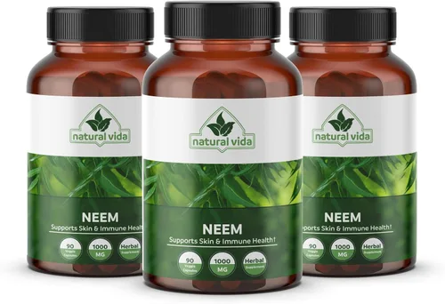 Miniatura 4 de Suplemento herbario Neem 1000mg - 90 cápsulas - Apoya la piel, la salud inmunológica y hepática, desintoxicación, cápsulas veganas, sin gluten (1)