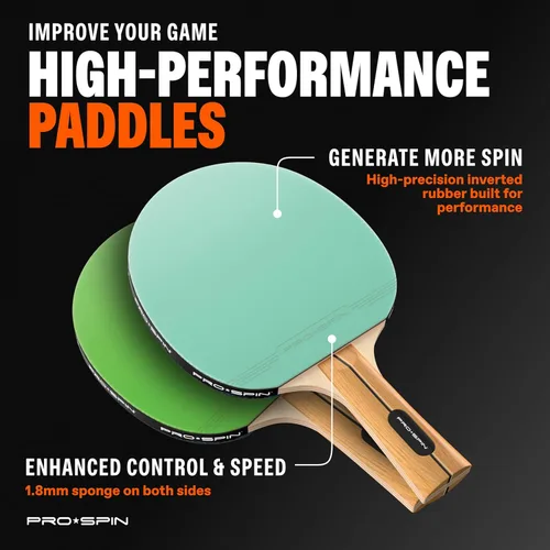 Miniatura 3 de PRO-SPIN Paletas de ping pong – Juego de alto rendimiento con raquetas de tenis de mesa premium, pelotas de ping pong de 3 estrellas, estuche de Set