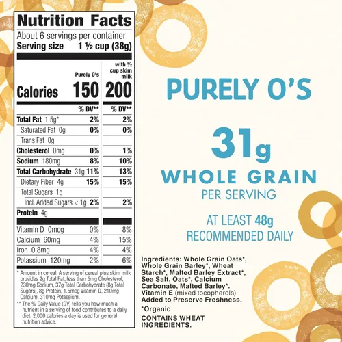 Miniatura 2 de Cascadian Farm Organic Purely O's - Cereal, 8.6 onzas