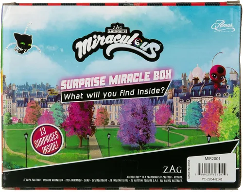 Miniatura 7 de Miraculous Caja de 13 piezas sorpresa milagrosa – Zag Heroez temática de mariquita y gato negro juguetes sorpresa con calcomanías para niños