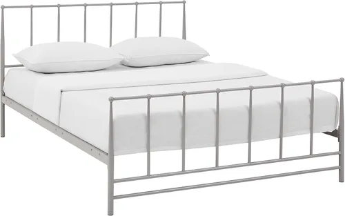 Miniatura 6 de Modway Cama de plataforma King de metal de acero con soporte de listones de metal en blanco
