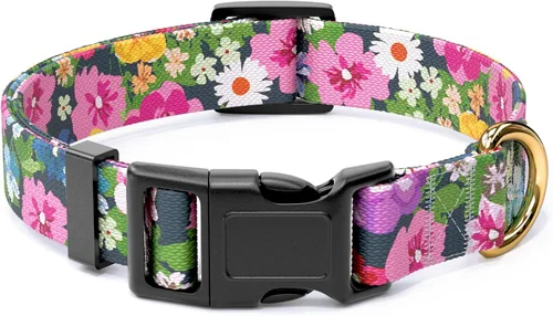 Miniatura 28 de Rnivvi Collar para perros pequeños, lindo collar floral resistente ajustable para cachorros con hebilla de liberación rápida para niño, niña